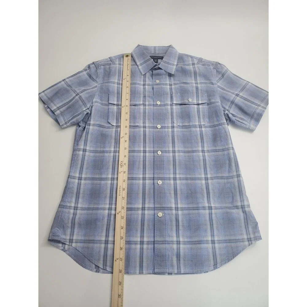 Banana Republic Men's Short Sleeve Button Slim Fit Shirt, 15-15.5 Medium